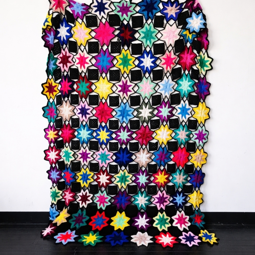 Multicolor Star Patchwork Throw Blanket - Unbranded